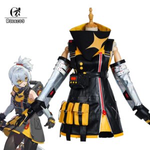 ROLECOS Game Zenless Zone Zero Soldier 11 Cosplay Costume Soldier 11 Halloween Sexy Women PU Leather Black Dress Outfit Fullset