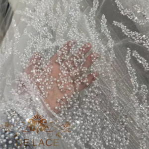 New Style YCM Machine Beaded Lace Shining Sequins Wedding Dresses Luxury Lace Fabric