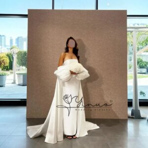customized Column Chiffon Floor-Length Strapless Satin Zipper Up Evening Dress Elegant And Beautiful Dresses For Women