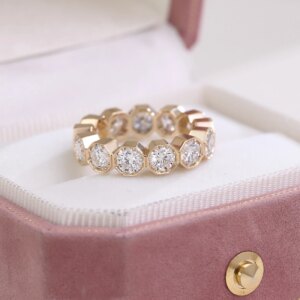 Provence custom real 10K/14K/18K gold rings DEF/VVS lab diamond promise engagement rings for men Geometric Octagon eternity band