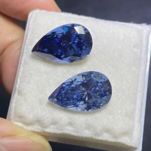 Ruif New Original Blue Moissanite Gemstone Pear Moissanites 8ct with Certificate Pass Diamond Tester
