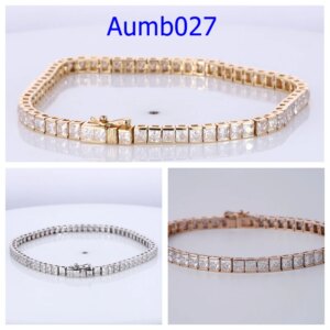 14k Solid Gold Bracelets Moissanite Princess Cut 2.5×2.5mm Bracelet Anniversary Engagement Gift For Women Party Fashion Style