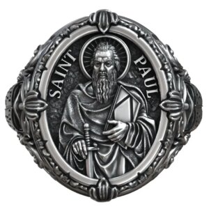 14g Saint Paul Apostle Sword and Bible Symbol Christian Signet Rings Customized 925 Solid Sterling Silver Rings Many Sizes sz6-