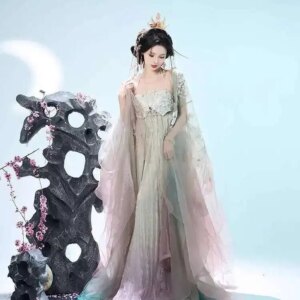 Spring And Summer New Yaoguang Huajian Heavy Industry Embroidery Hezi Skirt Big Sleeve Shirt Super Immortal Hanfu Women’s Set