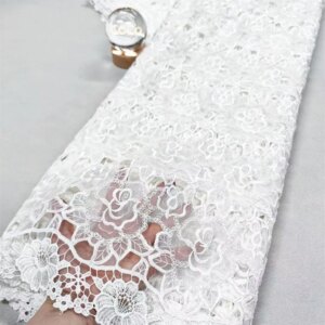 African White Cord Lace Fabric 2025 High Quality Nigerian Guipure Water Soluble Lace Fabrics For Party Dress Sewing 5Yar W612-1
