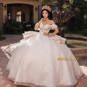 Customized Ivory Quinceanera Dress Ball Gown Tiered Ruffles Crystal Beaded Mexico Corset Sweet 16 Vestidos De 15 Años YD18