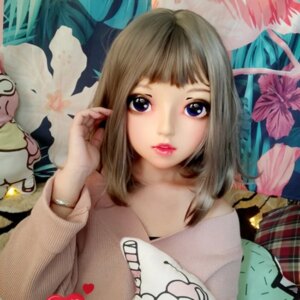 (Zhu-04)Female Sweet Girl Resin Half Head Kigurumi BJD Eyes Crossdress Cosplay Japanese Anime Role Lolita Mask With Eyes And Wig