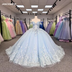 Quinceanera Dresses Backless Short Sleeves Customized Tiered Lace Appliques Corset Lace Up Floor Length 15 Anos Vestido DY6771
