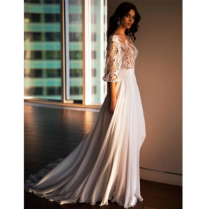 Luxury Classy White Wedding Party Dresses Sweetheart Full Sleeves Floor Length A-Line Fancy Flowers High End Women Prom Gowns