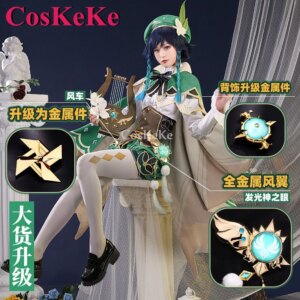 CosKeKe Venti Cosplay Game Genshin Impact Costume God Of Wind Gorgeous Sweet Combat Uniform Halloween Party Role Play Clothing