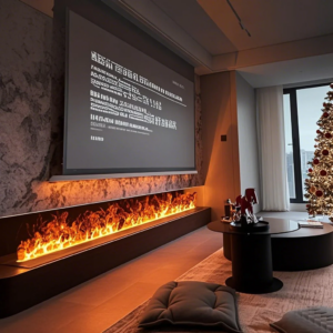 Stylish TV Stand Fireplace with Mist & Sound Effects – 128 RGB Colors, IP65 Dustproof,APP control Home for Modern Homes
