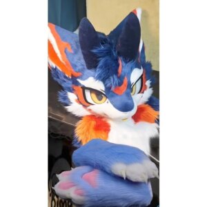 Blue Fursuit Long Fur Husky Fox Mascot Head Party Halloween Fur Cosplay