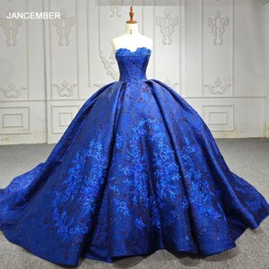 Blue Stylish Tiptop Women’s Party Evening Dress Organza With Embroidery Ball Gown Strapless DY6634 Lace Up Beading