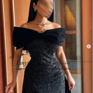 Luxury Beaded Crystals Mermaid Prom Dresses Off Shoulder Evening Gown Customized Dubai Wedding Party Vestidos De Fiesta