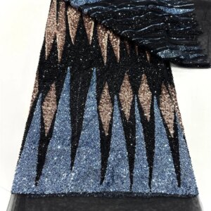 African Beaded Lace Bridal Fabrics Luxury 2025 High Quality French Beads Nigerian Sequins Tulle Material For Wedding Party