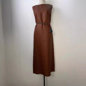 High Quality Red Cloud Yarn off-Neck Sleeveless Loose Dress Women’s Summer 2024 Split Pocket