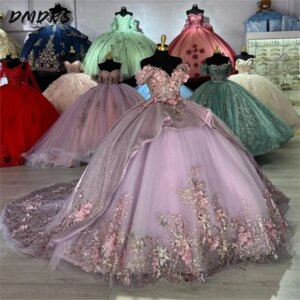 Luxurious Sweetheart Quinceanera Dress Ball Gown 2024 Elegant Appliques 3D Flower Dress Classic off-shoulder Gown 16