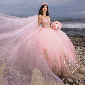 Pink Shiny Ball Gown Quinceanera Dresses Gold Applique Lace Beads Tull Princess Vestidos De 15 Años Birthday Party Sweet 16 Dres