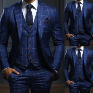 Classic Wedding Men Suit Cotton Business Suits New Square Slim Fit 3-Pieces Tailor-Made Groom Formal Occasions Size Customized