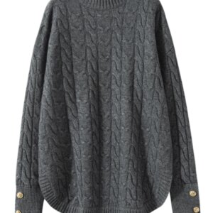 Chic 100% Cashmere Sweater Women Mock-neck Pullovers Autumn Winter Thick Soft Cashmere Knitwear Fashion Raglan Sleeve Loose Top