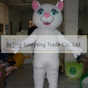 New Adult Hot Sale Foam Cute White Cat Cartoon Mascot Costume Plush Christmas Fancy Dress Halloween Mascot Costume