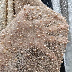 2025 New African French Nigerian High End Lace Fabric With Beads Sequins Mesh for Embroidery Wedding Party Bride Sewing Dress