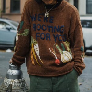 Story Mfg Men’s and Women’s Same Brown Twinsun Rollneck Knitted Sweater SAW