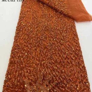 Luxury African Sequins Beaded Lace Fabric 2025 High Quality Groom Nigerian Wedding Bridal Embroidery French Tulle Sewing