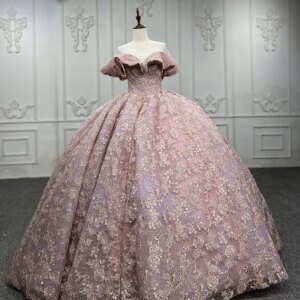 Romantic Pink Quinceanera Dress Square Collar Pearls Organza Lace Up Pattern DY9778 Evening Prom Dress Vestidos De Fiesta