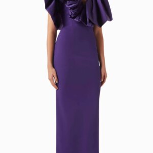 Customized  Temperament One Shoulder Short Sleeves Evening Dresses Graceful Pleats Jersey Purple Vestido De Festa Robe