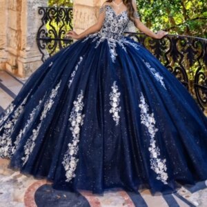 Luxury Navy Blue Mexican Women Birthday Party Dress Ball Gown Applique Corset Vestido De xv Anos Quinceanera Dress 15 16 Girls