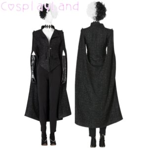 Newest Cruella Cosplay Costume Halloween Evil Queen Black Outfit Evening Party Dress Fancy Emma Suit Fashion With Shoes Wig