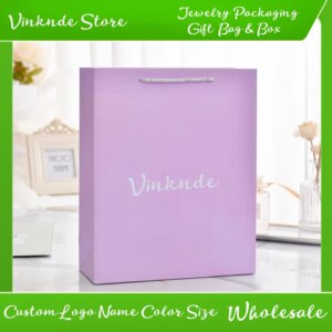 Custom Logo 100pcs Durable Purple Paper Bag with Handle Retail Jewelry Watches Packaging Formal Events Wedding Birthday Party