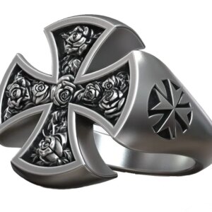14g Big Hospitaller Maltese Cross Templar Symbol Catholic Art Relief Real Customized 925 Solid Sterling Silver Rings Many Sizes