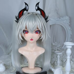 Customize Character Female/Girl Resin Kig Full Head With Lock Anime Cosplay Japanese Anime Kigurumi Mask