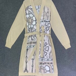 2024 autumn New arrival Silk wool long cardigan print knitting knitted brand clothing for women