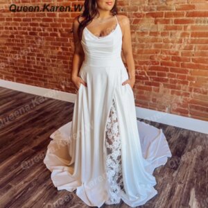 Elegant Boho A Line Wedding Dress strap lace chiffon bride dress robe de mariee A line Wedding Bridal Gown