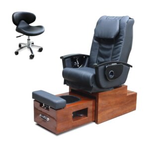 Kangmei Cheap Price Modern beutyNail Salon Furniture Supply No Plumbing Black Foot Spa Manicure Massage Pedicure Chair