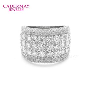 Hiphop Jewelry Custom Made Moissanite Cocktail Ring Half Band Men Ring 925 Silver 3 Rows Big Stones D VVS Moissanite Rings Men