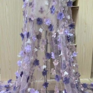 3D Flower Lace Elegant Beads Net Lace Fabrics Exquisite Embroidery High Quality Fabric Wedding Party Dress Serie