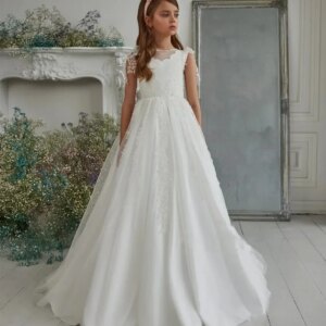 Custom High Collar Bow Communion Dress Flower Girl Dresses Flower Girl Dresses Wedding Kids Ball Gown Puffy Dresses For Girls