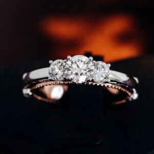 Provence custom 14K white gold full eternity wedding band 4mm round cut lab diamond engagement ring stacking luxury promise gift