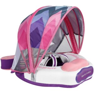 Mambobaby Float Non-Inflatable Swimming floats with Canopy Tail Waist Swim Chest Floater Soft Skin-Friendly Material