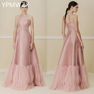 Customized Prom Gown Evening Formal Dress Women YPMWZX Strapless A-line Floor Length Skirts Draped Bespoke Occasion Dresses Part
