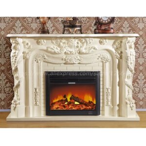 Deluxe Fireplace W186cm European Style Wooden Mantel Plus Electric Insert Firebox Burner Artificial LED Optical Flame