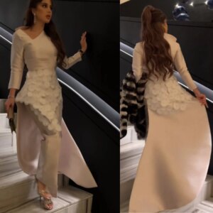 Customized Evening Satin Applique Pleat Christmas Sheath V-neck Bespoke Occasion Gown Midi Dresses Saudi Arabia