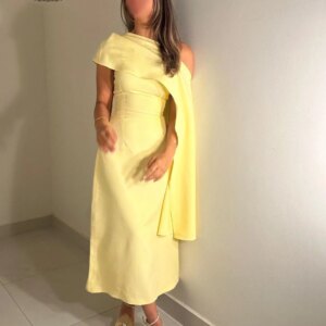 Prom Dresses Yellow Formal Occasion Dresses Long Prom A-Line Elegant And Pretty Women’S Dresses One-Shoulder For Special Events
