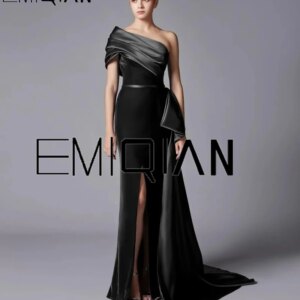 Velour Mermaid Evening Dress Customized One Shoulder Pleat Side Slit Sweep Train Saudi Arab Formal Occasion Dresses Prom Gown