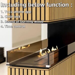 tuya wifi bio kamin electric ethanol fireplace stainless steel rectangular bioethanol burner