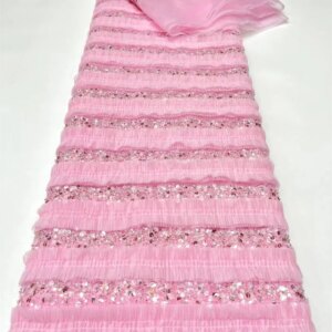 Sequins Luxury French Mesh Beaded Lace Fabric 2024 High Quality African Sequins Pink Lace Fabrics For Nigerian Wedding Dress